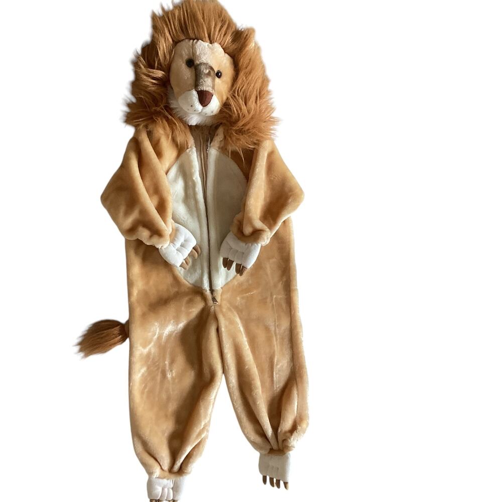 Fuzzy Lion Plush Zip Up Halloween Costume Fits Size 2-4 36" Long